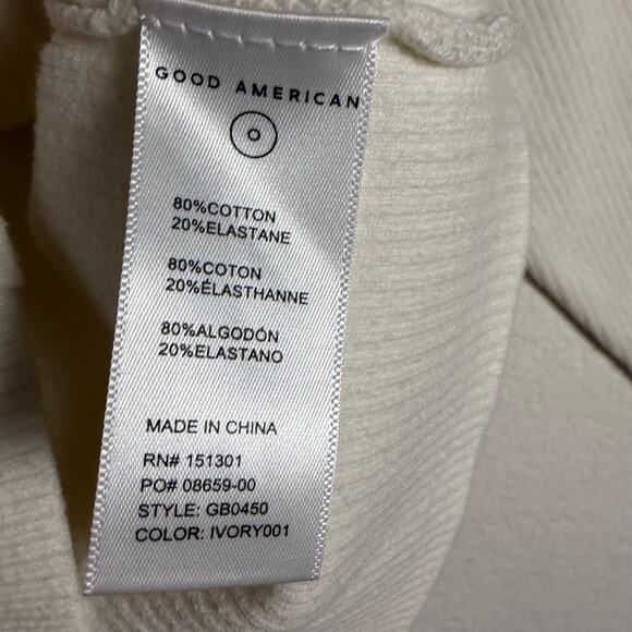 Good American Ivory White Ribbed Long Sleeve Cut Out Top Plus Size XXL - Picture 6 of 8